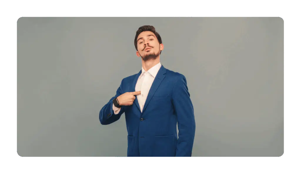 Leader with lots of ego pointing to himself