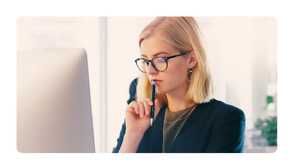 Woman contemplating her choices and trying to make a decision