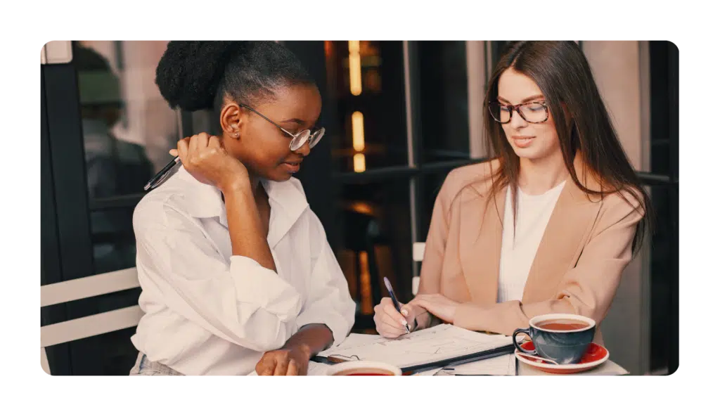 Boss conducting a performance review with employee