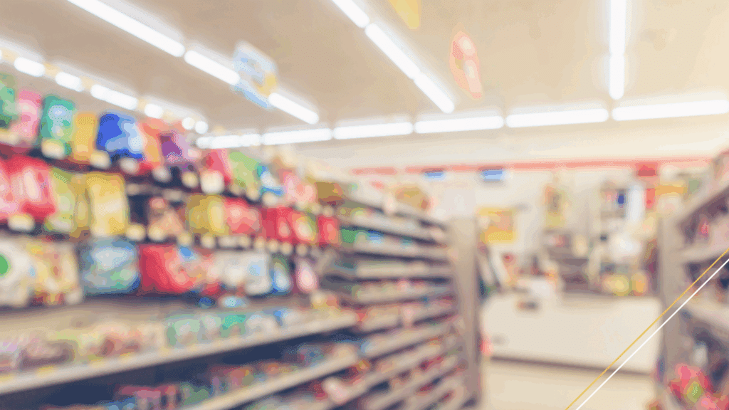 intentionally blurred image of grocery store shelves