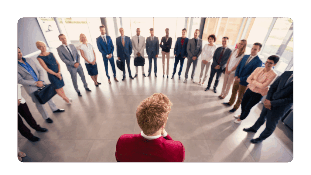 leader addressing team in uncertain times