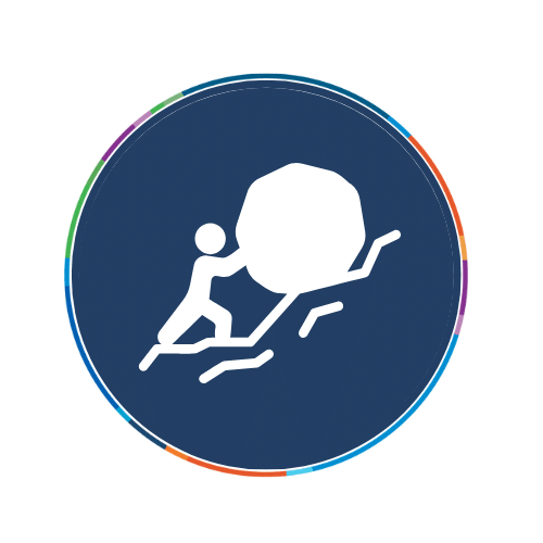 icon of a person pushing a boulder uphill